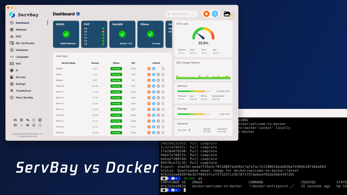 Unleash your productivity without cumbersome commands and complex concepts: ServBay